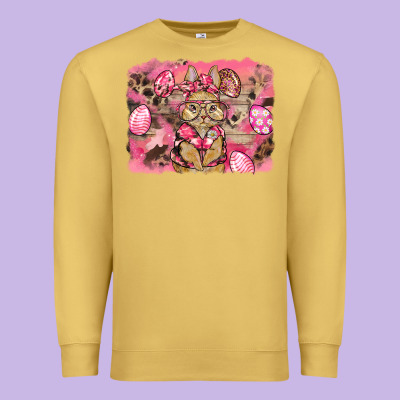Pink Camouflage Bunny Background Premium Sweatshirt Designed By Barkaloodesign