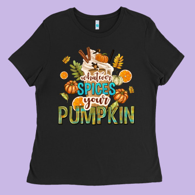 Whatever Spices Your Pumpkin Ladies Tee Designed By Texasbilliewilder