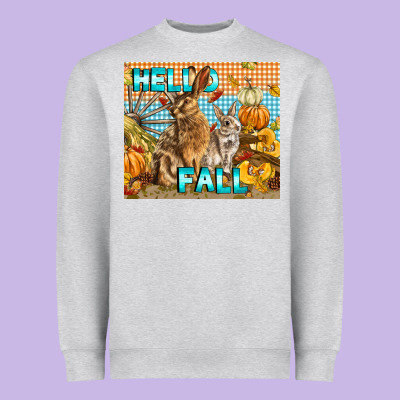 Hello Fall Rabbit Heavyweight Sweatshirt Designed By Lillyallendesigns