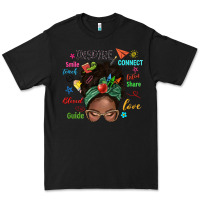Black afro messy bun teach inspire love teacher blessed Premium Tee - NancyCooperArtShop