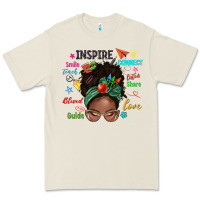 Afro Messy Bun Teach Inspire Love Teacher Blessed Premium Tee | Teevron