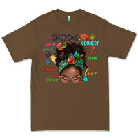 Cacao afro messy bun teach inspire love teacher blessed Premium Tee - NancyCooperArtShop