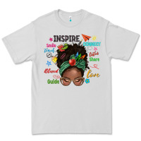 Dove Grey afro messy bun teach inspire love teacher blessed Premium Tee - NancyCooperArtShop