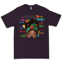 Plum afro messy bun teach inspire love teacher blessed Premium Tee - NancyCooperArtShop