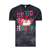 Cloud Black ho ho howdy santa pink christmas Vintage Tee - CowGirlArtShop