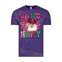 Cloud Purple ho ho howdy santa pink christmas Vintage Tee - CowGirlArtShop