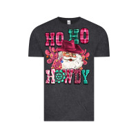 Vintage Black ho ho howdy santa pink christmas Vintage Tee - CowGirlArtShop