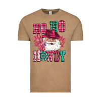 Vintage Coffee ho ho howdy santa pink christmas Vintage Tee - CowGirlArtShop
