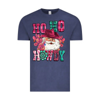 Vintage Denim ho ho howdy santa pink christmas Vintage Tee - CowGirlArtShop