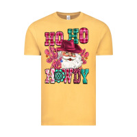 Vintage Mustard ho ho howdy santa pink christmas Vintage Tee - CowGirlArtShop