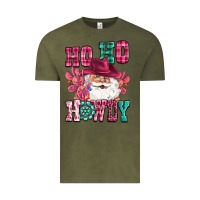 Vintage Olive ho ho howdy santa pink christmas Vintage Tee - CowGirlArtShop