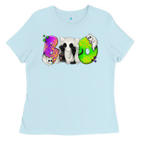 Baby Blue Boo Ghost Cat Ladies Tee - texasbilliewilder