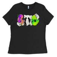 Black Boo Ghost Cat Ladies Tee - texasbilliewilder