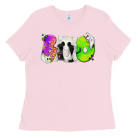 Bubblegum Pink Boo Ghost Cat Ladies Tee - texasbilliewilder