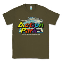 Army Green Funny Action Park New Jersey 1978 Vintage Classic Tee - longCreatives