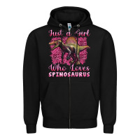 Black just a girl who loves baby spinosaurus Zipper Hoodie - Artiststas