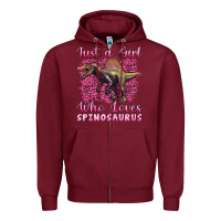 Burgundy just a girl who loves baby spinosaurus Zipper Hoodie - Artiststas