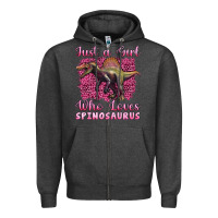 Charcoal Heather just a girl who loves baby spinosaurus Zipper Hoodie - Artiststas
