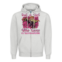 Dove Grey just a girl who loves baby spinosaurus Zipper Hoodie - Artiststas