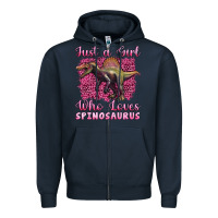 Navy just a girl who loves baby spinosaurus Zipper Hoodie - Artiststas