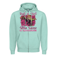 Seafoam just a girl who loves baby spinosaurus Zipper Hoodie - Artiststas