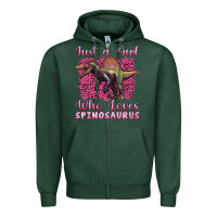Sports Green just a girl who loves baby spinosaurus Zipper Hoodie - Artiststas