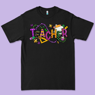 Mardi Gras Teacher Premium Tee Designed By Texasbilliewilder