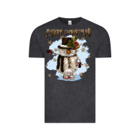 Vintage Black merry christmas snowman Vintage Tee - CowGirlArtShop