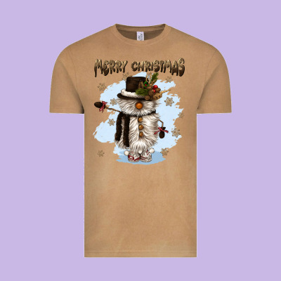 Merry Christmas Snowman Vintage Tee Designed By Cowgirlartshop