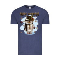 Vintage Denim merry christmas snowman Vintage Tee - CowGirlArtShop