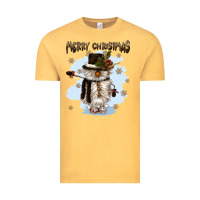 Vintage Mustard merry christmas snowman Vintage Tee - CowGirlArtShop
