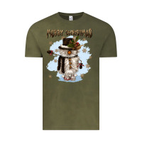 Vintage Olive merry christmas snowman Vintage Tee - CowGirlArtShop