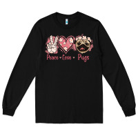 Black Peace Love Pugs Long Sleeve Tee - Jasminsmagicworld