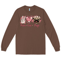 Chestnut Peace Love Pugs Long Sleeve Tee - Jasminsmagicworld