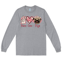 Heather Grey Peace Love Pugs Long Sleeve Tee - Jasminsmagicworld