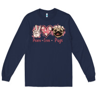 Navy Peace Love Pugs Long Sleeve Tee - Jasminsmagicworld