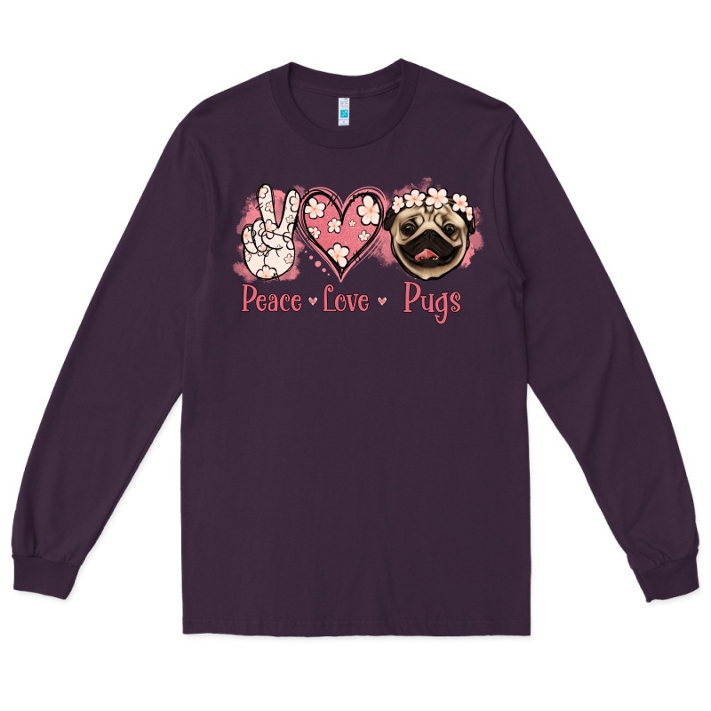 Peace Love Pugs Long Sleeve Tee by Jasminsmagicworld | Teevron