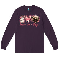 Plum Peace Love Pugs Long Sleeve Tee - Jasminsmagicworld