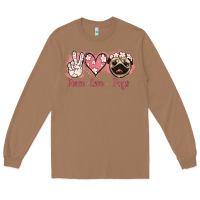 Toasted Coconut Peace Love Pugs Long Sleeve Tee - Jasminsmagicworld