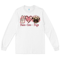 White Peace Love Pugs Long Sleeve Tee - Jasminsmagicworld