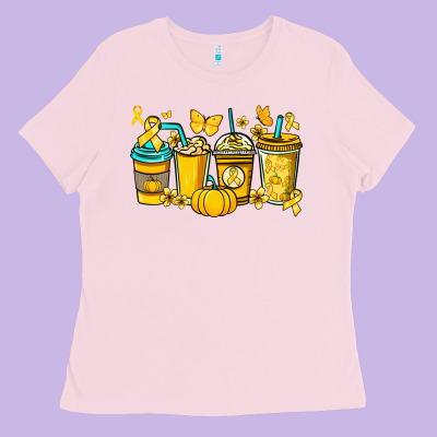 Childhood Cancer Coffee Cups Yellow Ribbon Ladies Tee Designed By Nancycooperartshop