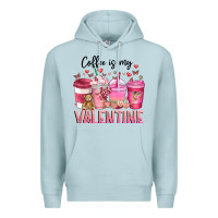 Blue Mist Coffee Is MY Valentine Premium Hoodie - CowhideDigitalArt