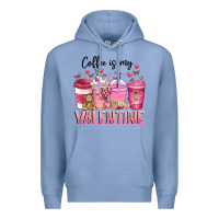 Colony Blue Coffee Is MY Valentine Premium Hoodie - CowhideDigitalArt