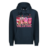 Navy Coffee Is MY Valentine Premium Hoodie - CowhideDigitalArt