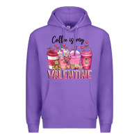 Purple Coffee Is MY Valentine Premium Hoodie - CowhideDigitalArt