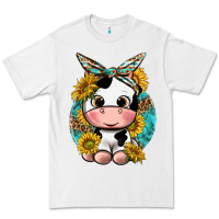 White cute cow with sunflower and leopard Premium Tee - texasbilliewilder