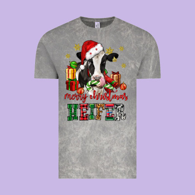 Merry Christmas Heifer Cow Vintage Tee Designed By Cowgirlartshop