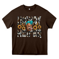 Chocolate Brown howdy heıfer Heavy Core Tee - JahusDesignShop