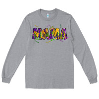 Heather Grey mama mardi gras Long Sleeve Tee - OliviaCreatesArt