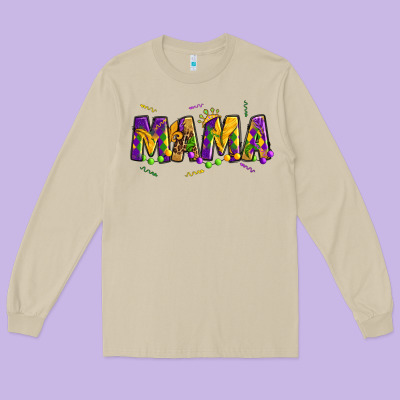 Mama Mardi Gras Long Sleeve Tee Designed By Oliviacreatesart